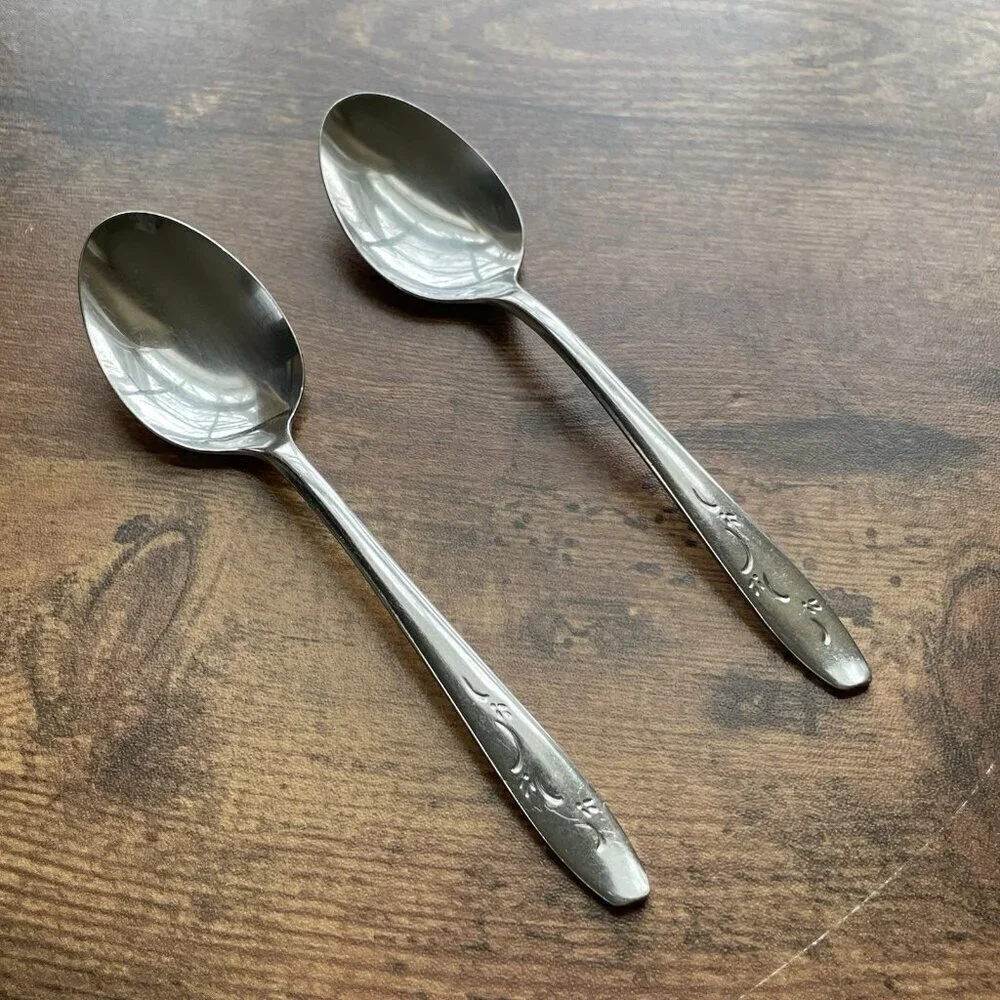 Silco Mardi Gras Teaspoons 2 Spoons Vintage Stainless Steel USA 6